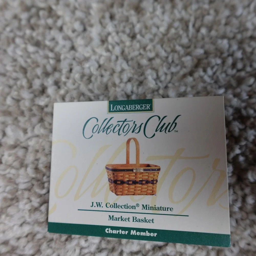 Longaberger 1996 JW Collection Miniature Market Basket Set Liner & Protector